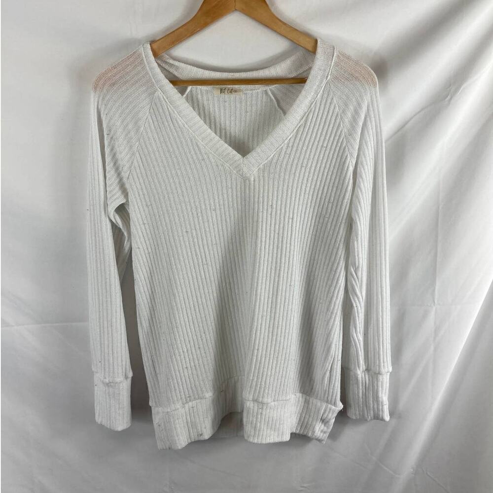 Wst Cst Ribbed long sleeve v neck top size small
